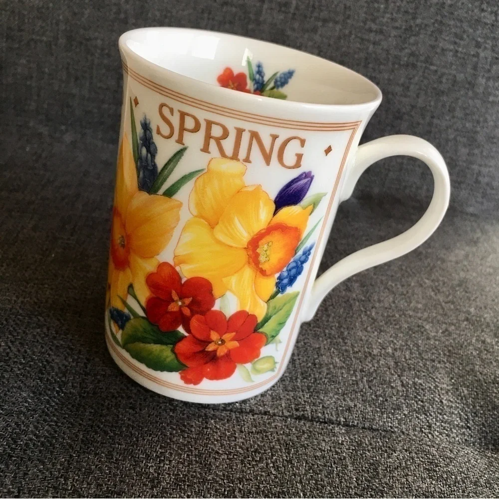 Vibrant, Colorful, Floral Fine Bone China Coffee or Tea Mug, 10 oz